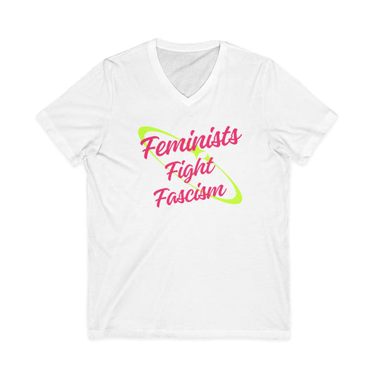 Feminists Fight Fascism West Volusia NOW Unisex V-Neck Tee