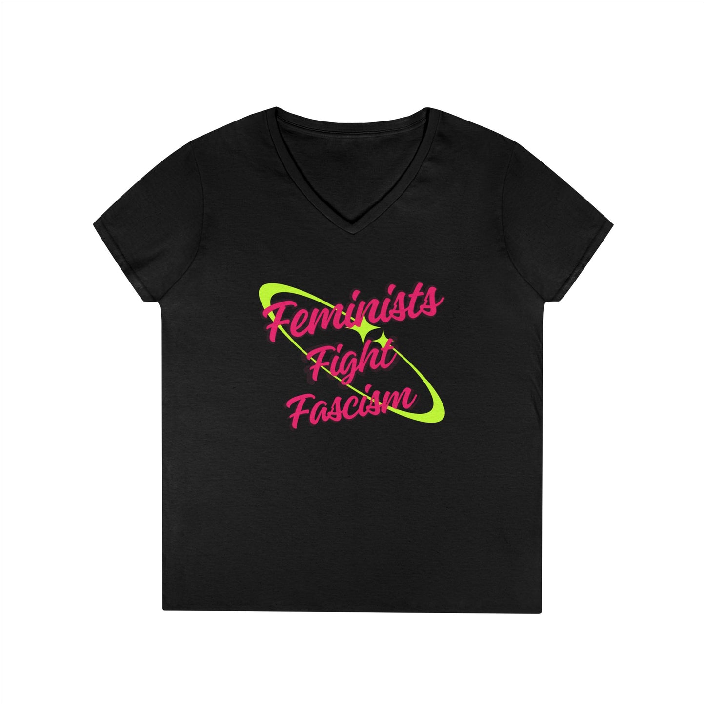 Feminist Fight Fascism V-Neck T-Shirt
