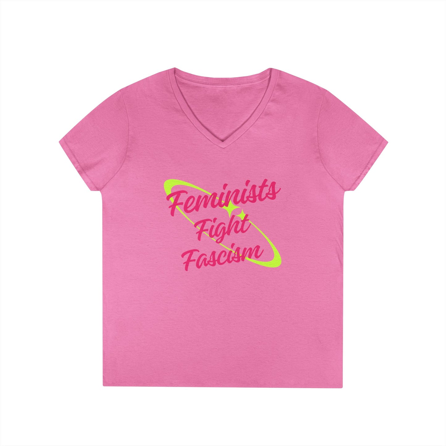 Feminist Fight Fascism V-Neck T-Shirt